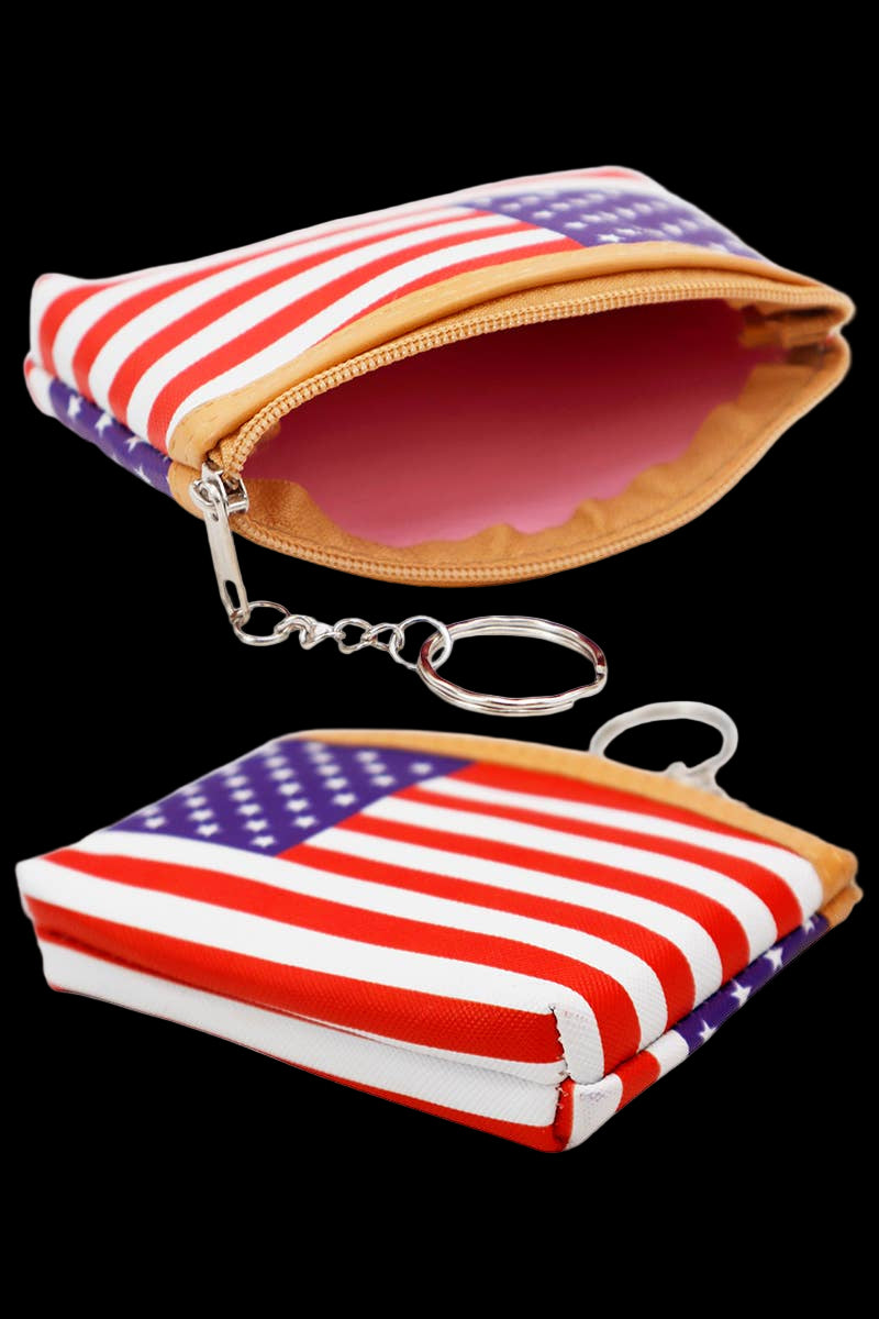 American Flag PU Leather Coin Purse Bag
