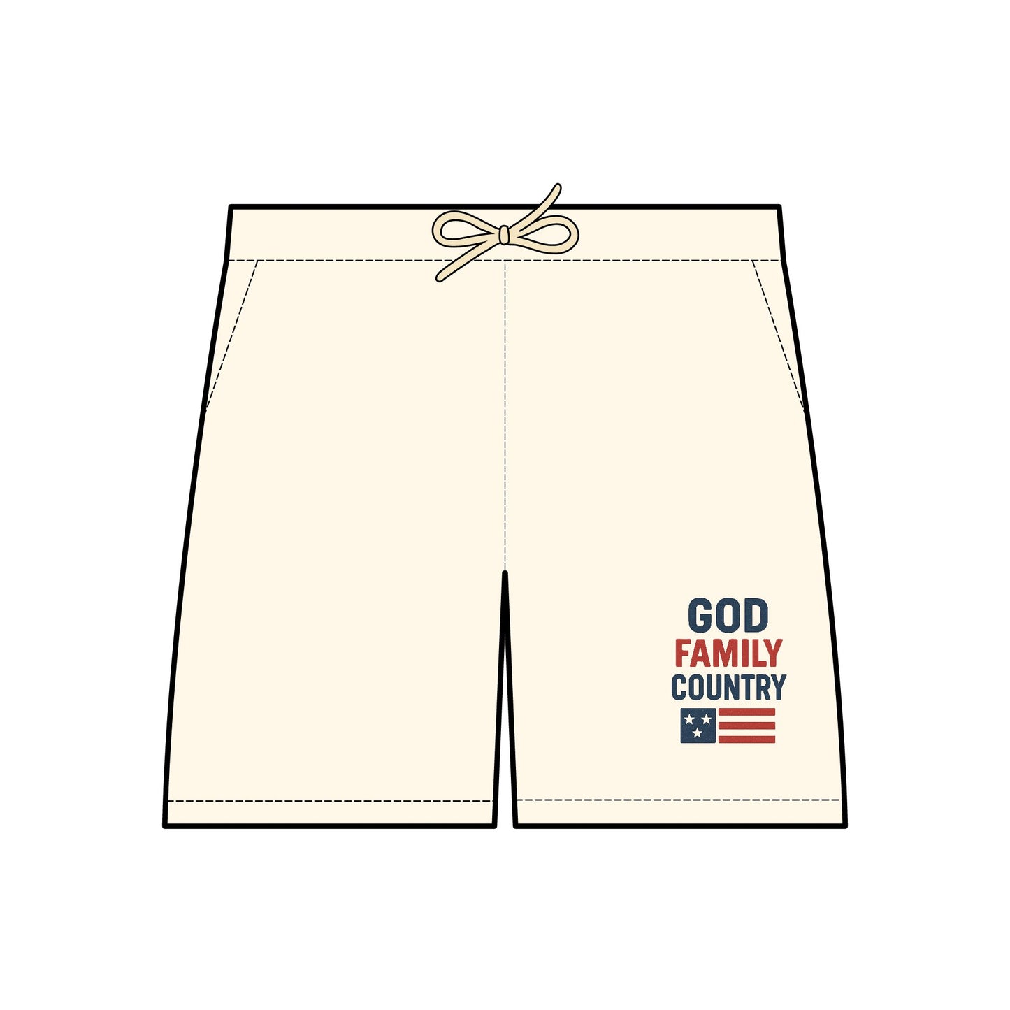 God • Family • Country Fleece Sweat Shorts — Patriotic Casual Drawstring Shorts
