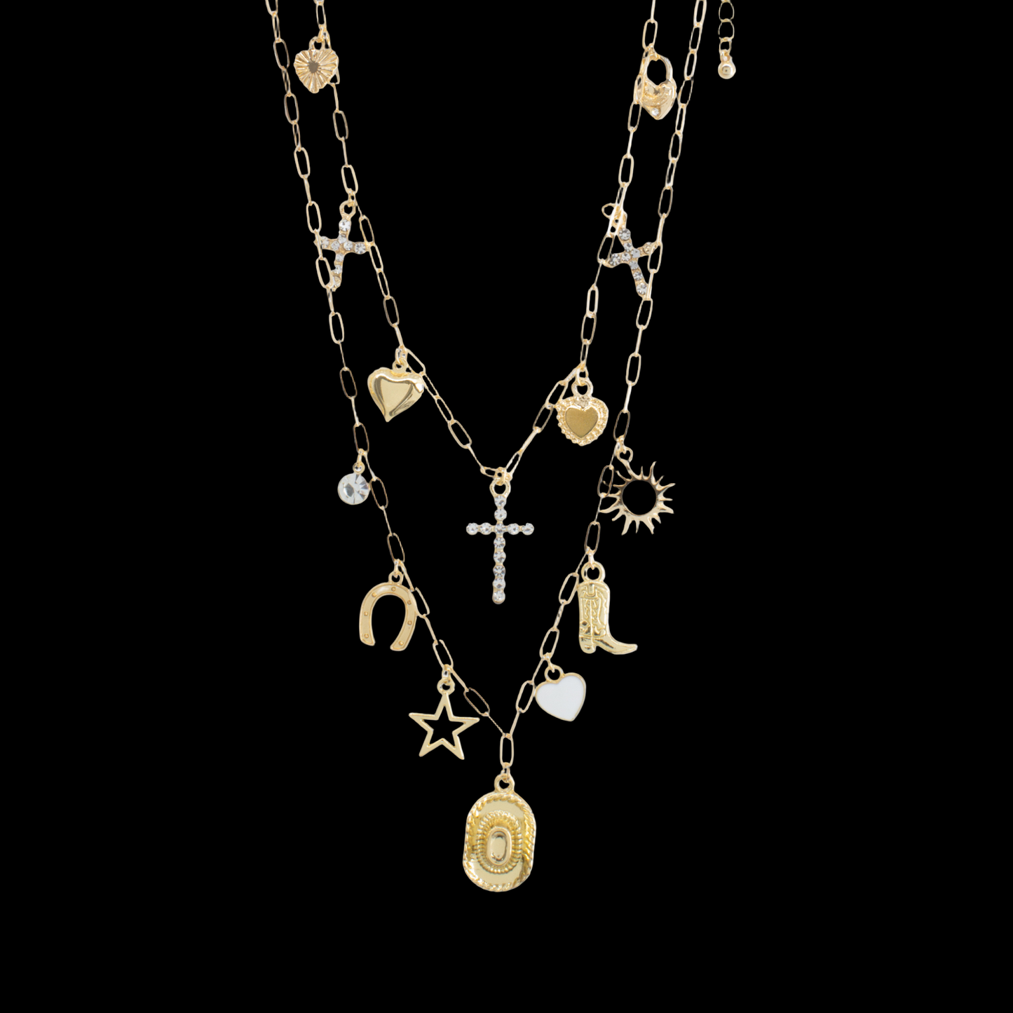 Gold Multi-Charm Layered Necklace