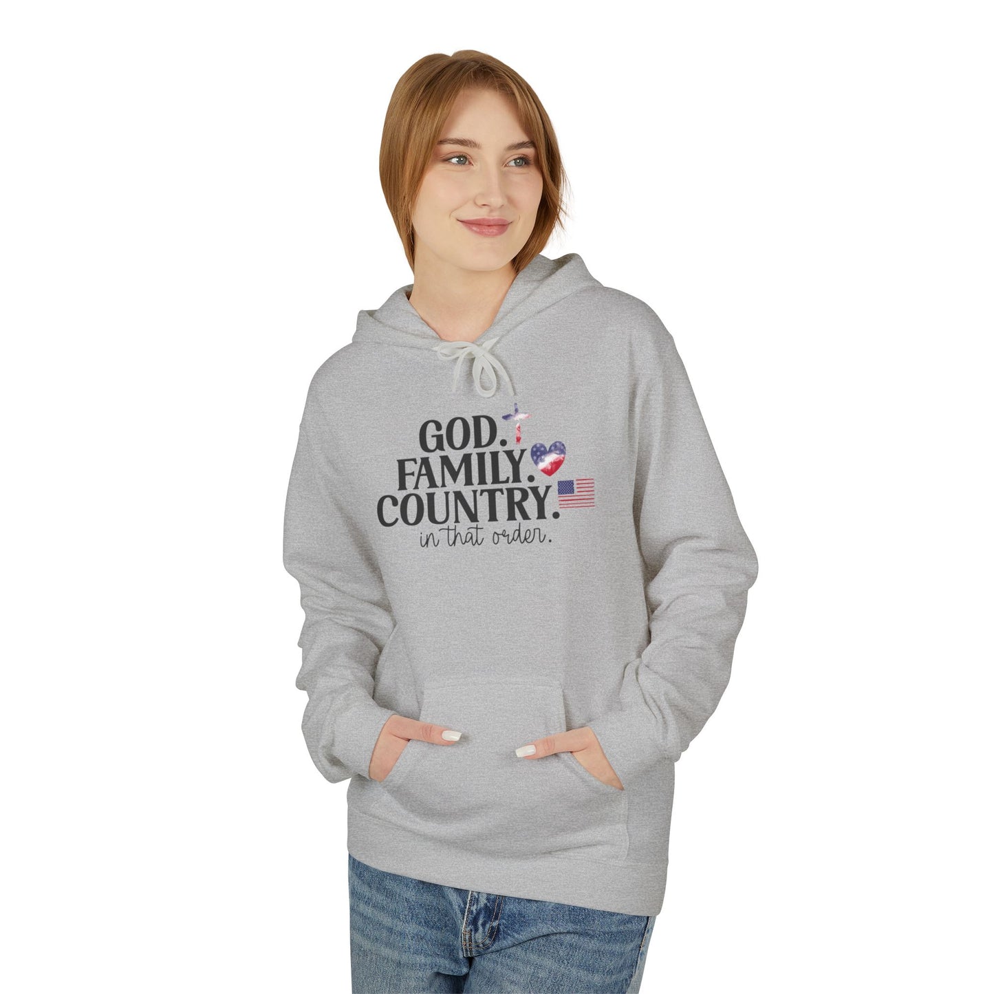 God Family Country Hoodie, Unisex Fleece Hoodie, Comfortable Casual Wear