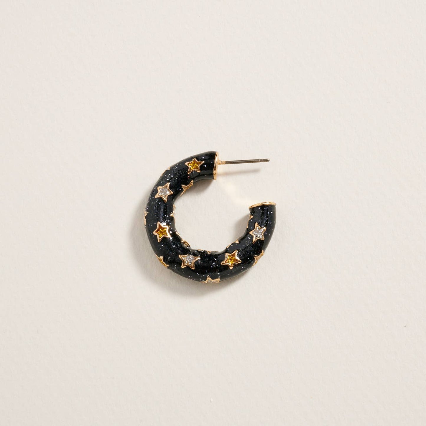 1 Inch Glitter Happy New Year Star Hoop Earrings