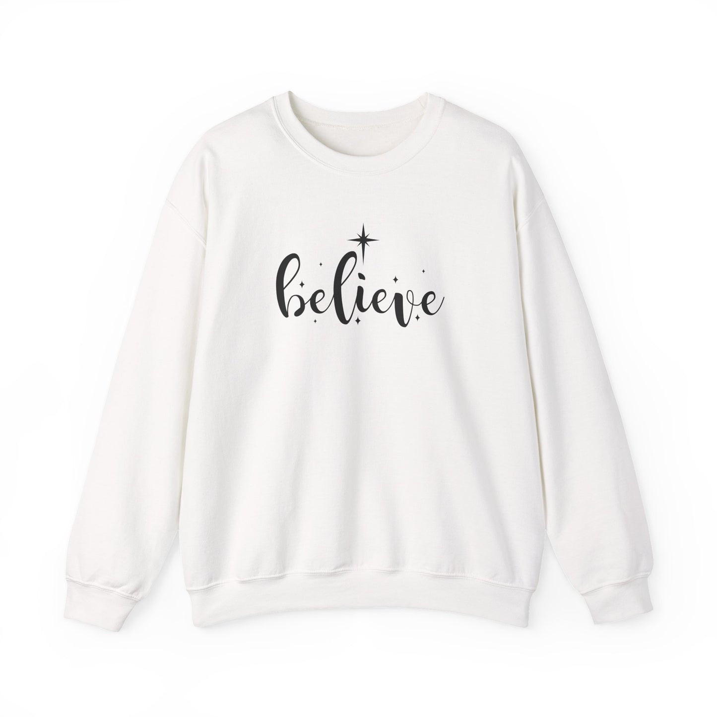Believe Christmas Sweatshirt | Minimalist Christian Holiday Crewneck | Star of Bethlehem Design