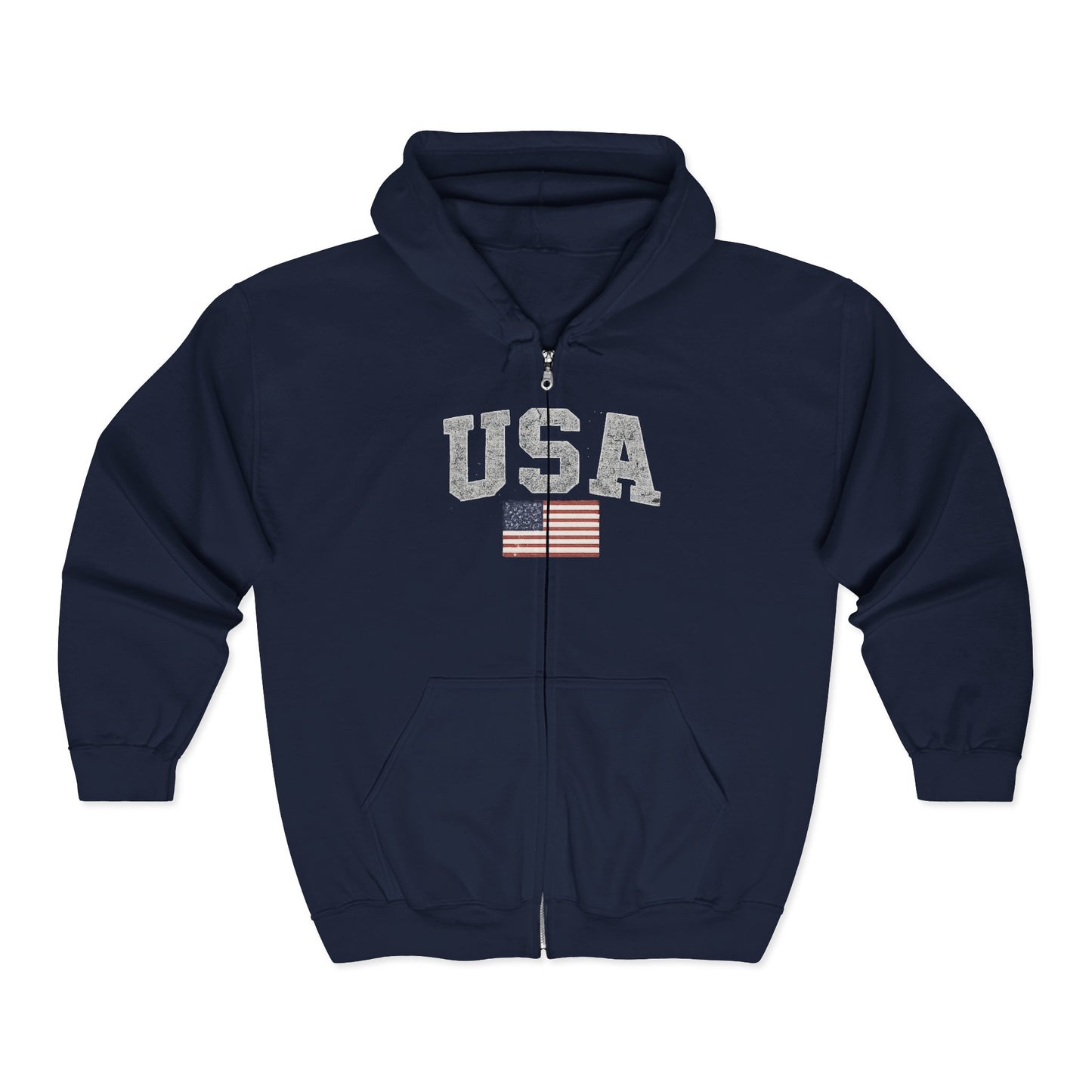 USA Flag Full-Zip Hoodie — American Flag Zip-Up Hoodie