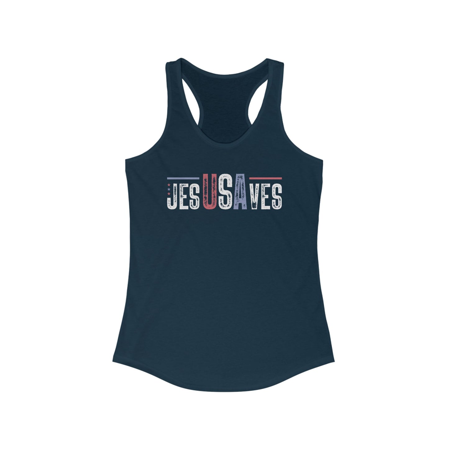 Racerback Tank Top Jesus Saves USA Patriotic Women's Shirt