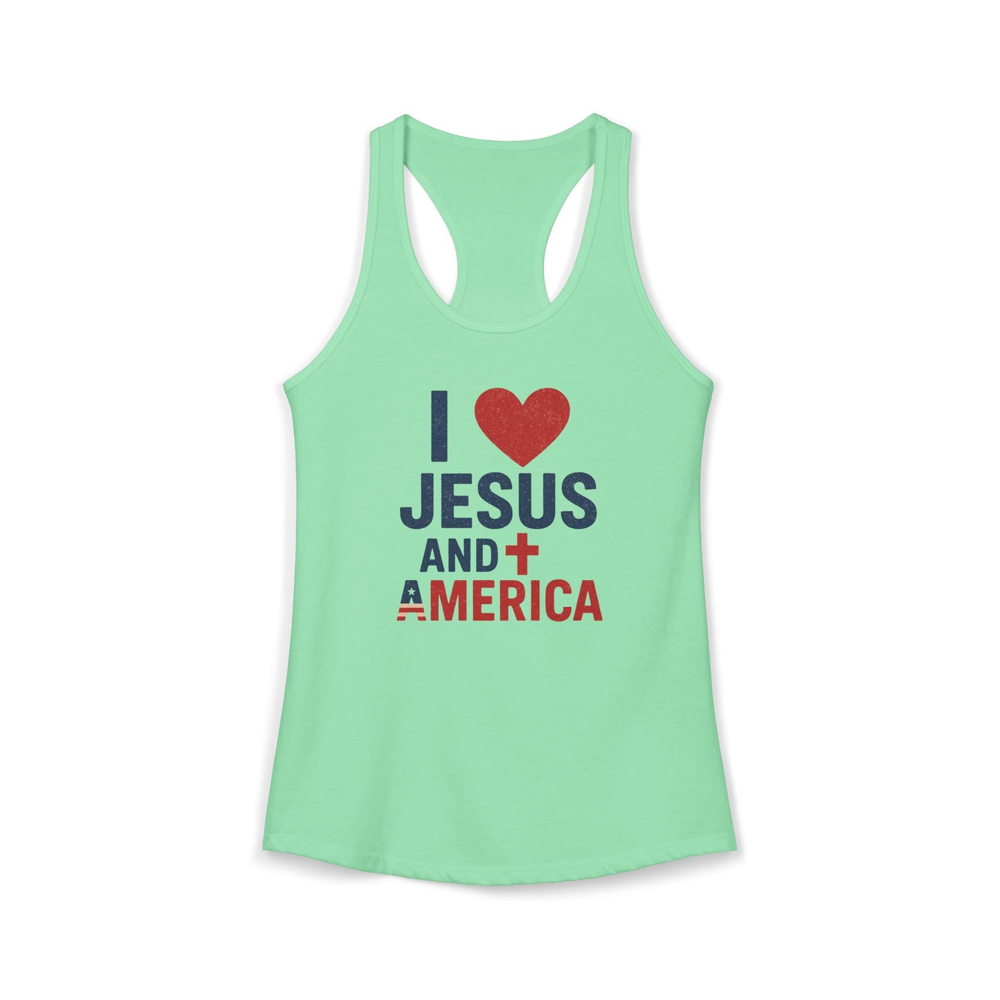 I Love Jesus and America Tank — Women's Racerback Faith & Patriotism Tank Top