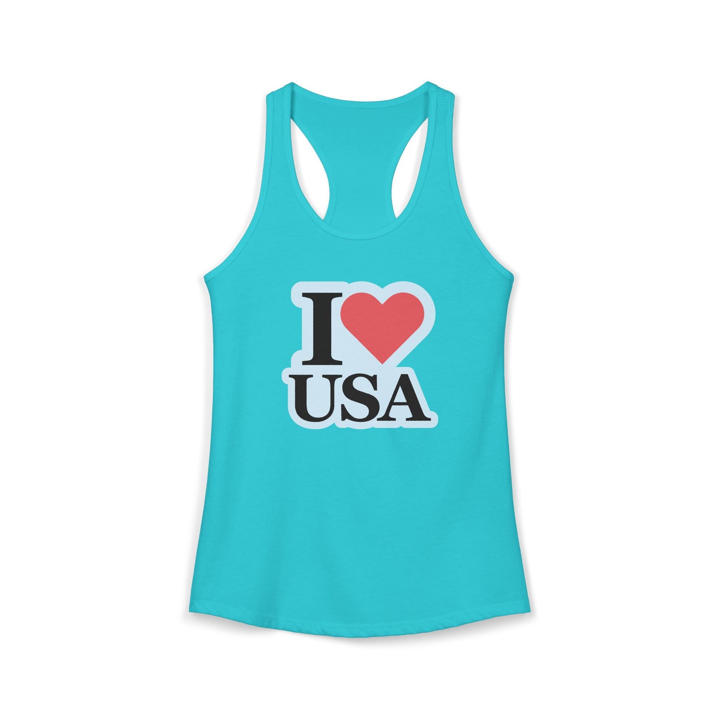 I Love USA Racerback Tank — Women's Patriotic Tank Top