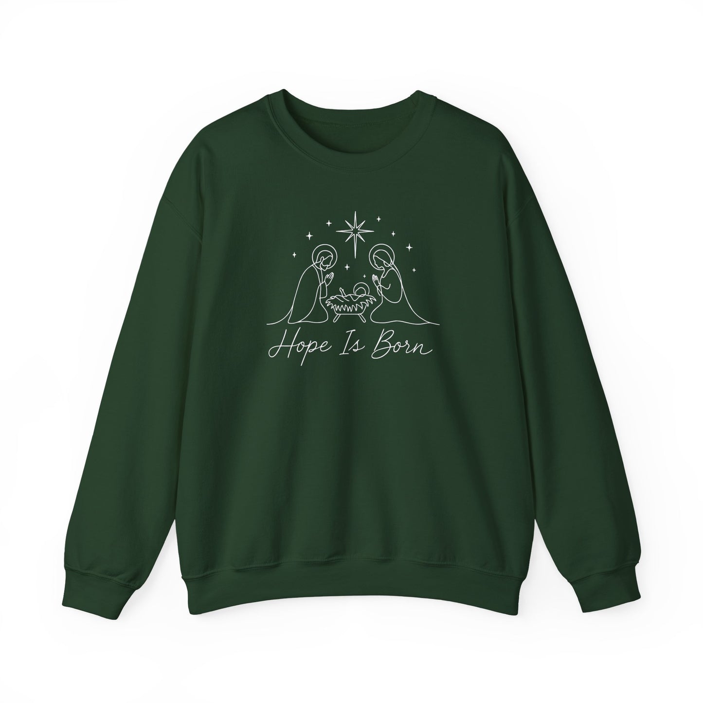 Hope Is Born Nativity Sweatshirt | Minimalist Christian Christmas Crewneck | Faith Holiday Apparel