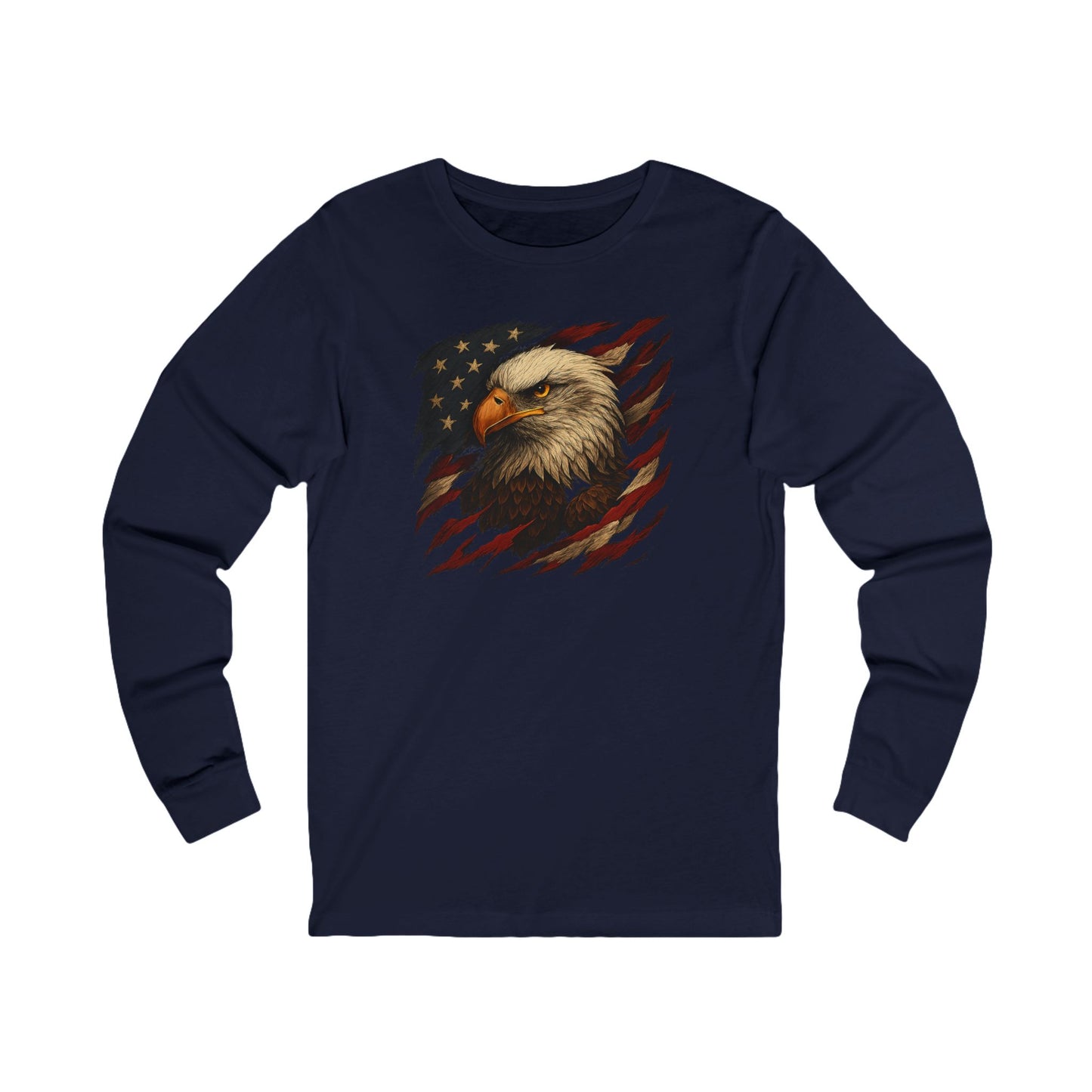 American Flag & Eagle Long Sleeve Tee — Patriotic Graphic Shirt