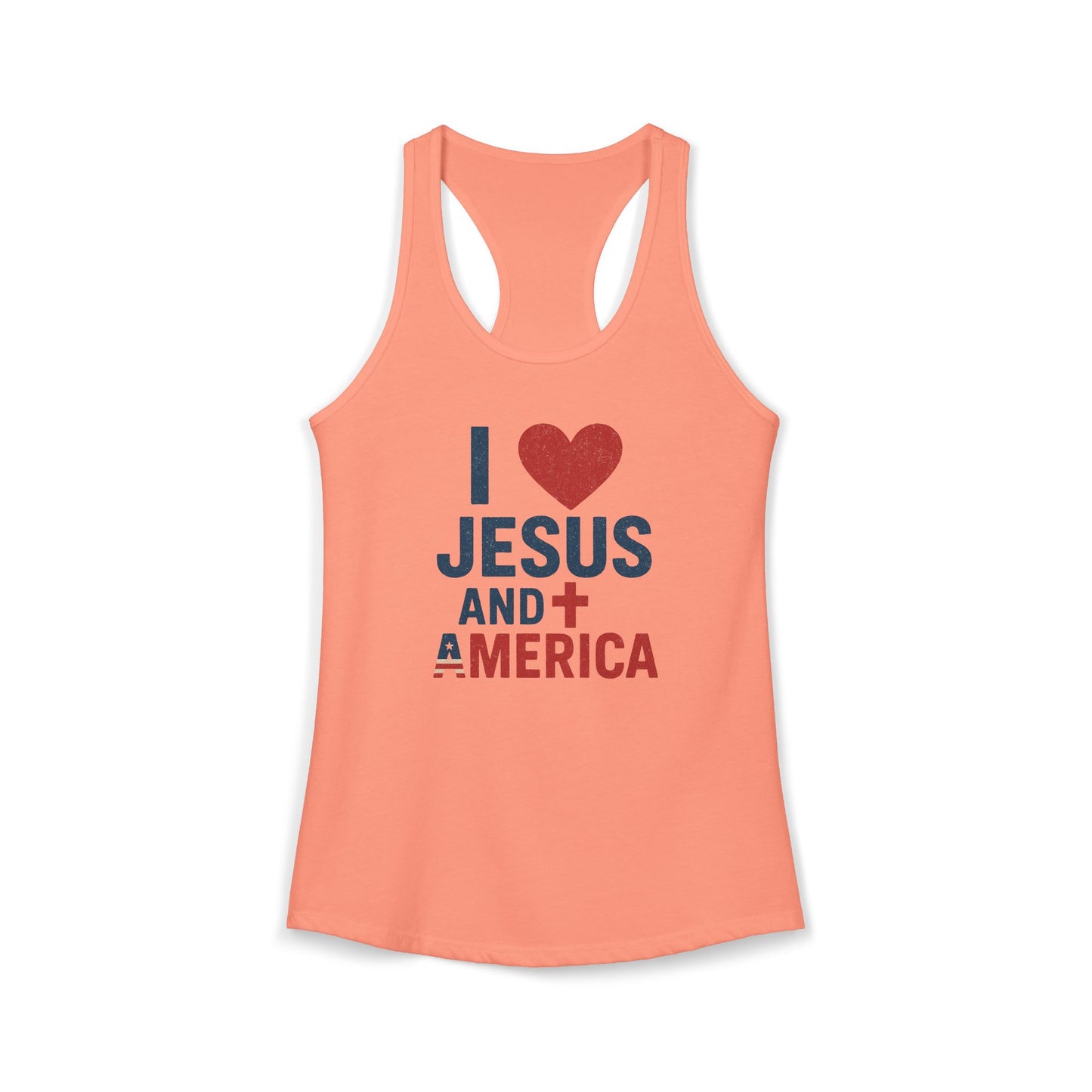 I Love Jesus and America Tank — Women's Racerback Faith & Patriotism Tank Top
