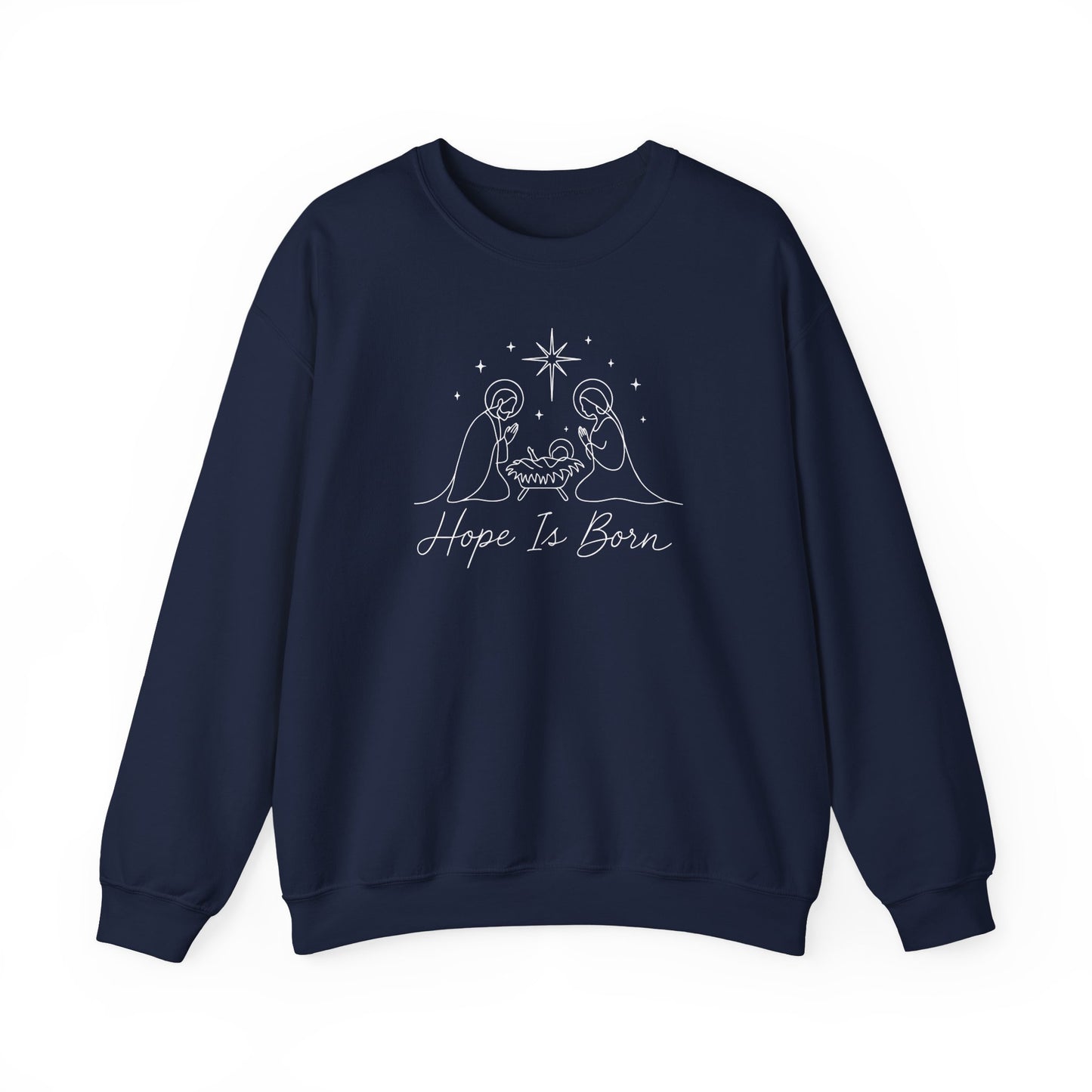 Hope Is Born Nativity Sweatshirt | Minimalist Christian Christmas Crewneck | Faith Holiday Apparel