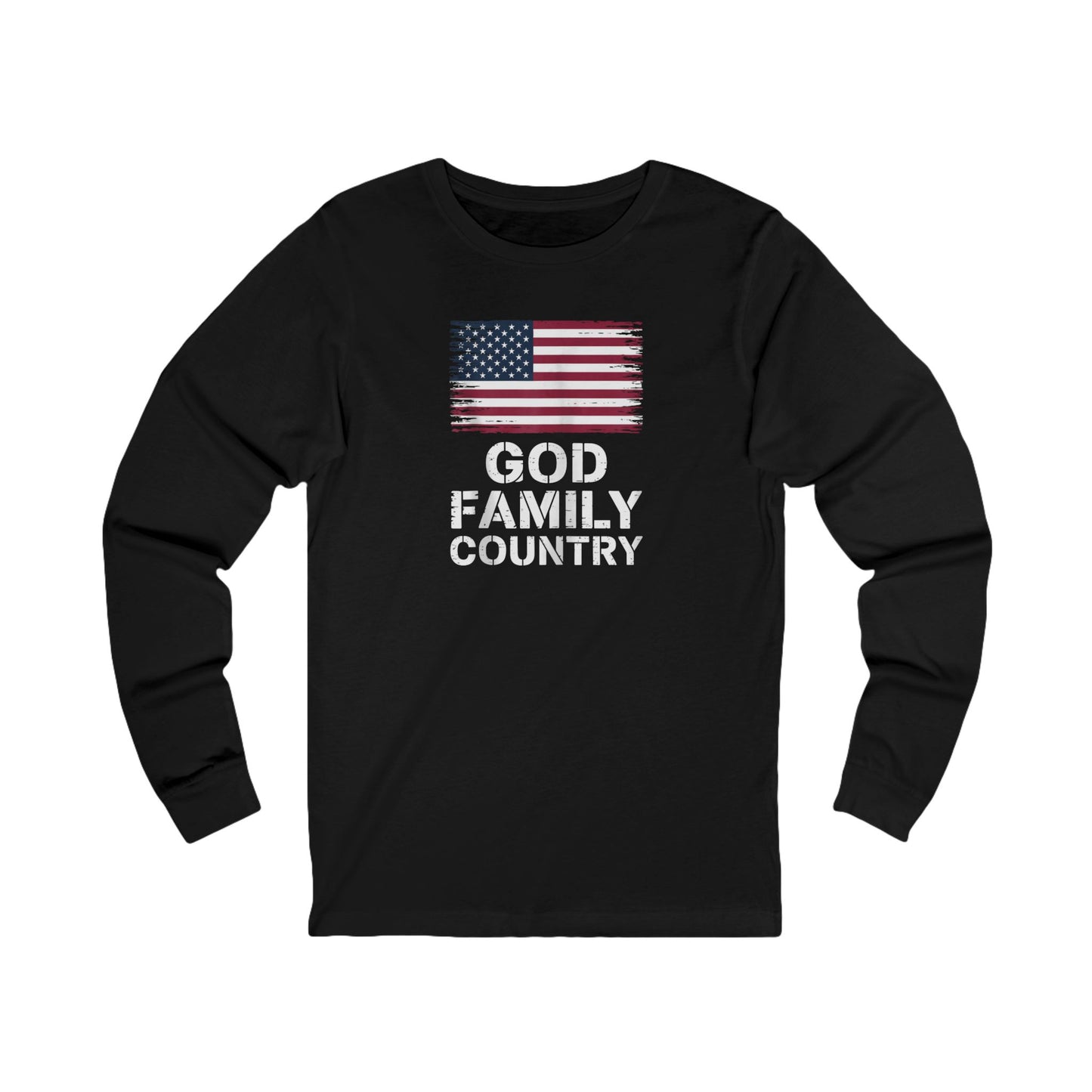 God Family Country Long Sleeve Tee