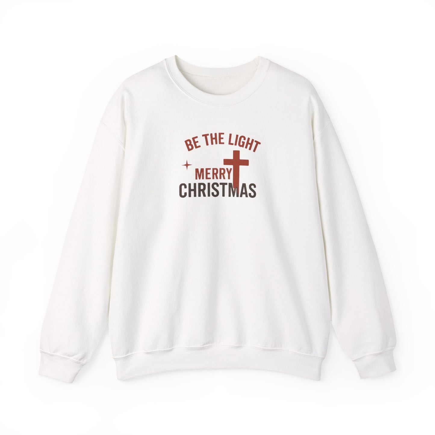 Be The Light Christmas Sweatshirt | Christian Holiday Crewneck | Cross Design | Faith Christmas Shirt