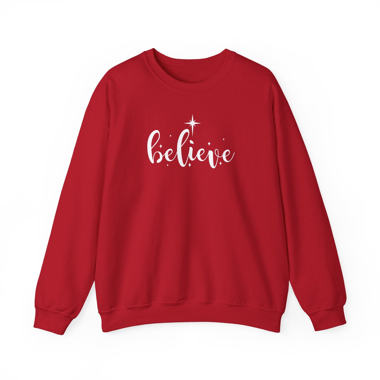 Believe Christmas Sweatshirt | Minimalist Christian Holiday Crewneck | Star of Bethlehem Design
