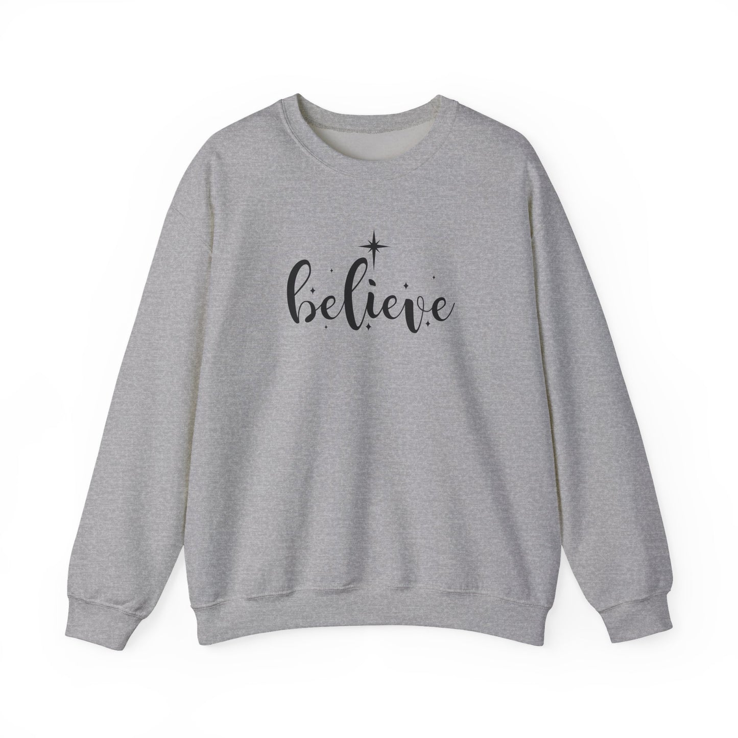 Believe Christmas Sweatshirt | Minimalist Christian Holiday Crewneck | Star of Bethlehem Design