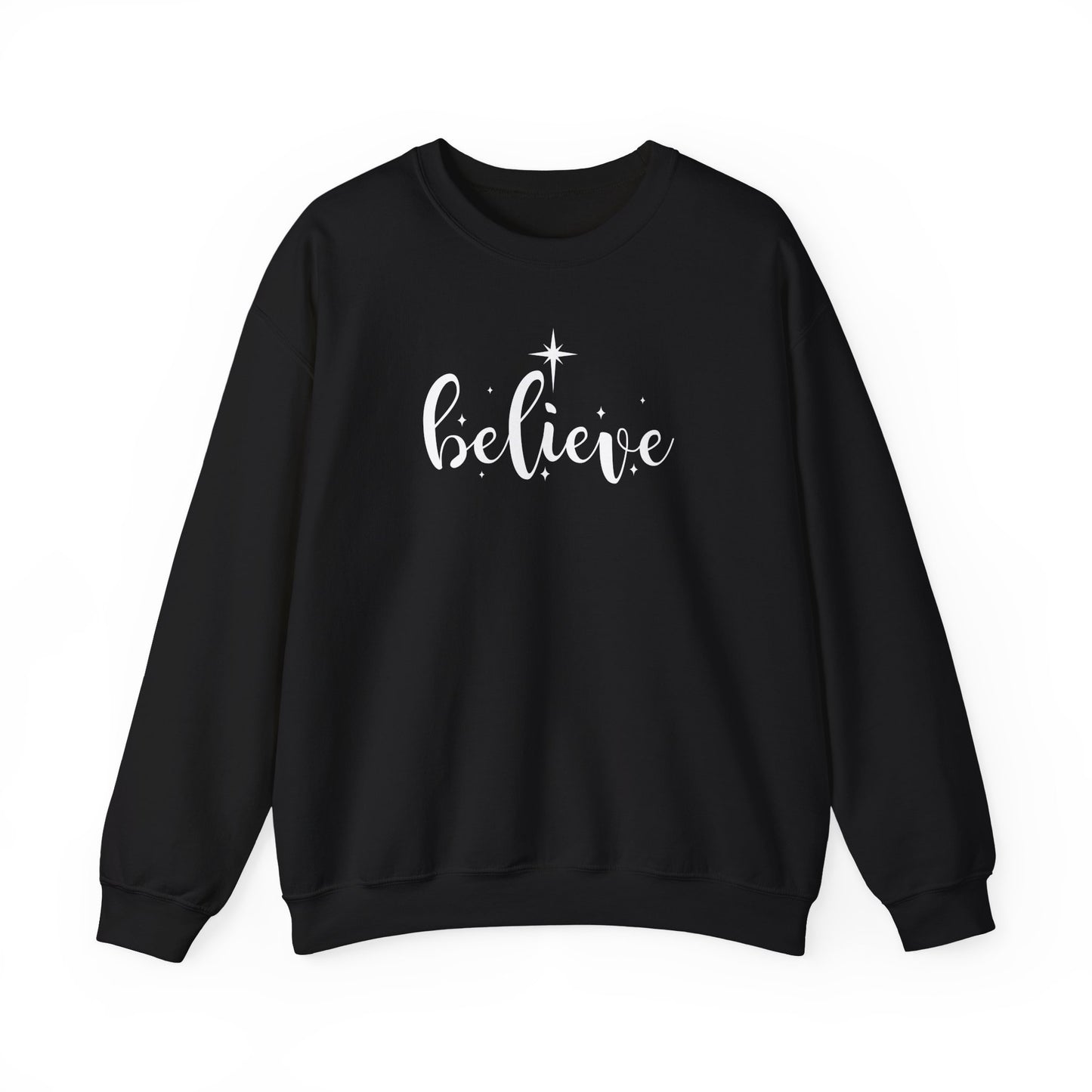Believe Christmas Sweatshirt | Minimalist Christian Holiday Crewneck | Star of Bethlehem Design