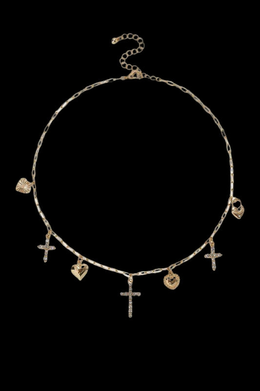 Cross Heart Charm Necklace