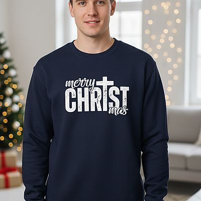 Merry CHRISTmas Sweatshirt | Christian Christmas Sweater | Bold Faith Holiday Crewneck
