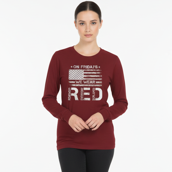 Remember Everyone Deployed "On Fridays We Wear Red" Long Sleeve Tee