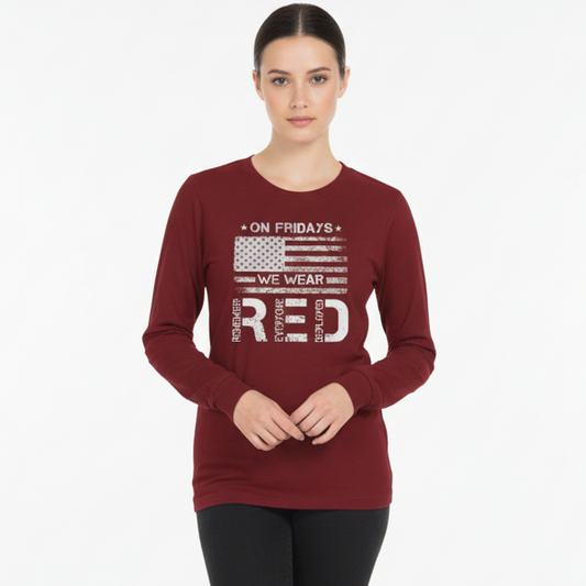 Remember Everyone Deployed "On Fridays We Wear Red" Long Sleeve Tee