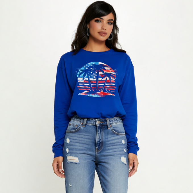 American Paradise Long Sleeve Tee — Patriotic Beach Vibe Top