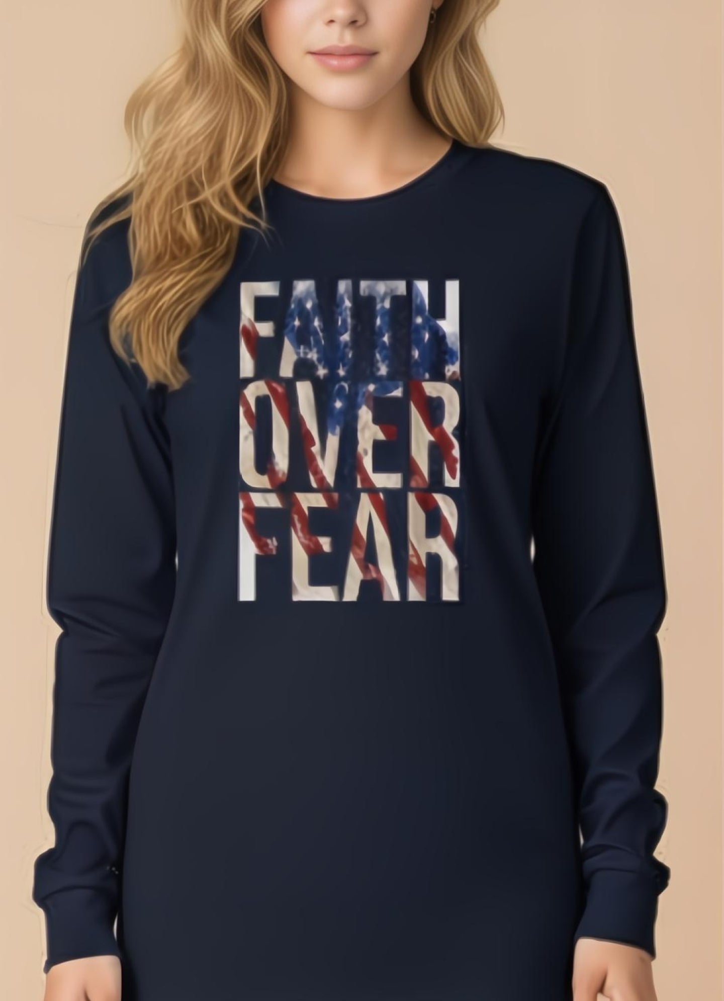 Faith Over Fear Patriotic Long Sleeve Tee