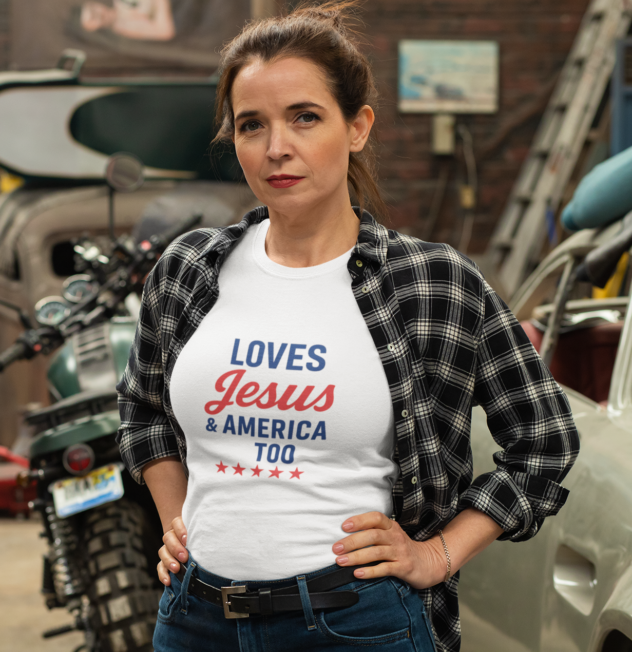 "Loves Jesus & America Too" Long Sleeve Tee