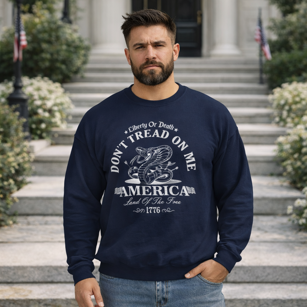 Don't Tread On Me America Sweatshirt — Patriotic Gadsden Snake Crewneck