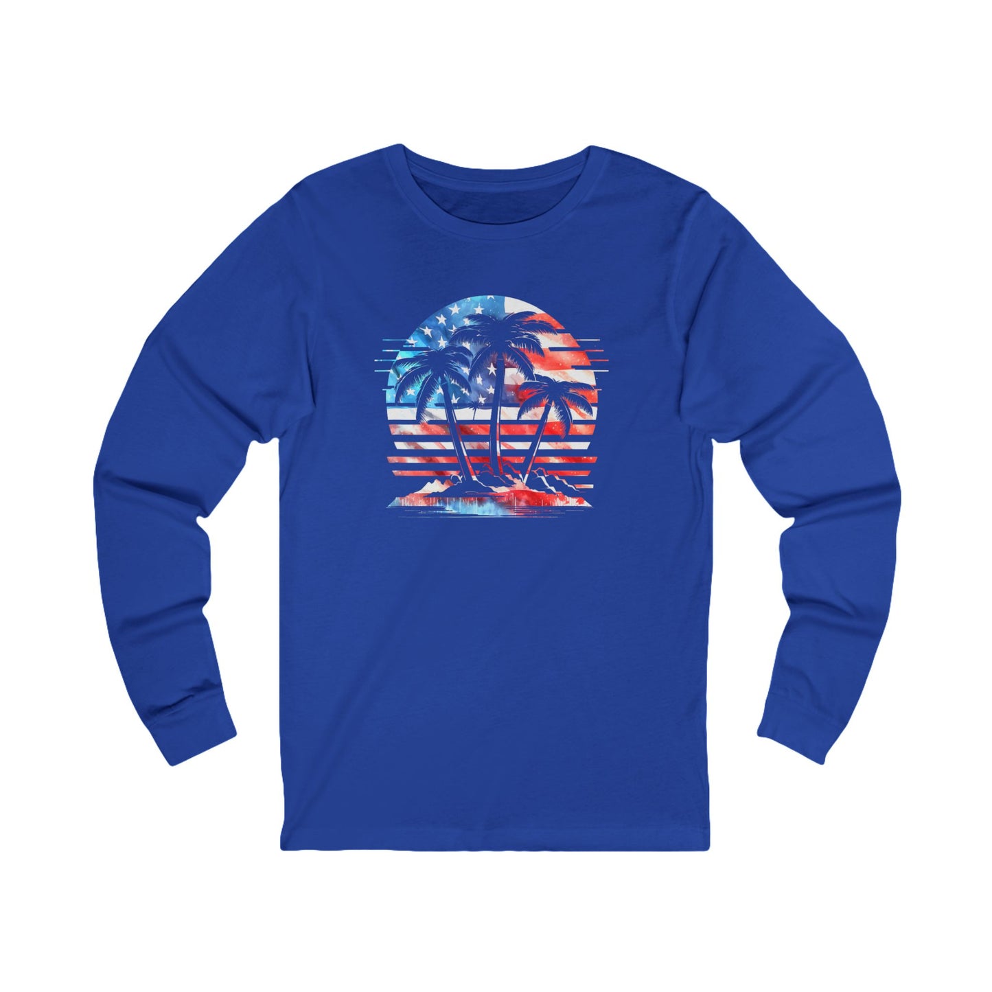 American Paradise Long Sleeve Tee — Patriotic Beach Vibe Top