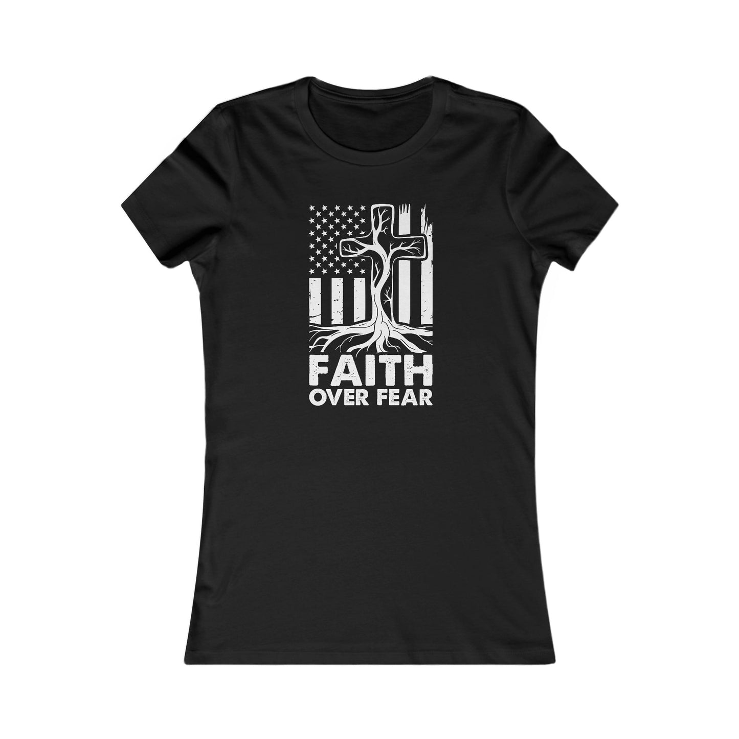 Women's Tee - Faith over Fear Tree with Roots Graphic Shirt