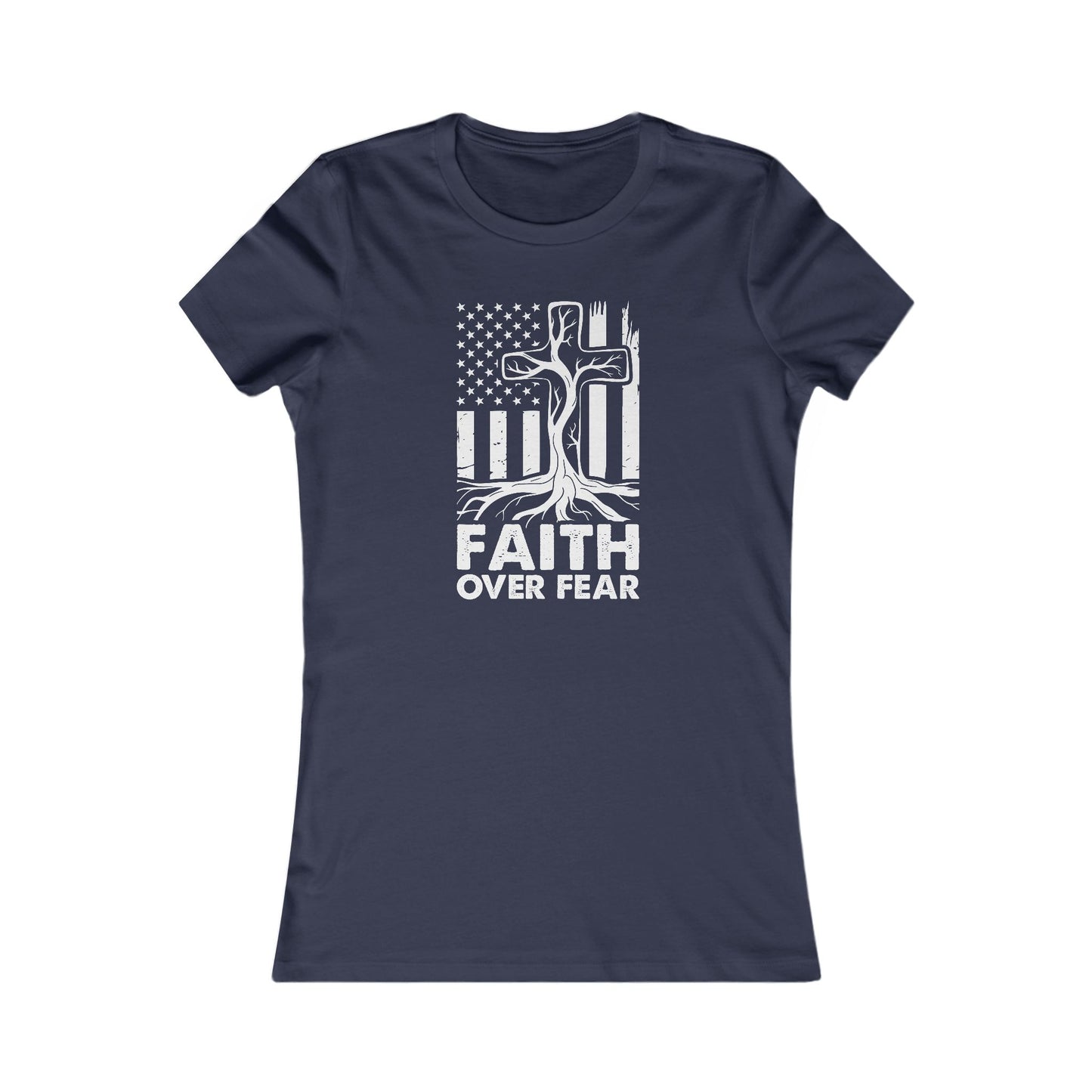 Women's Tee - Faith over Fear Tree with Roots Graphic Shirt
