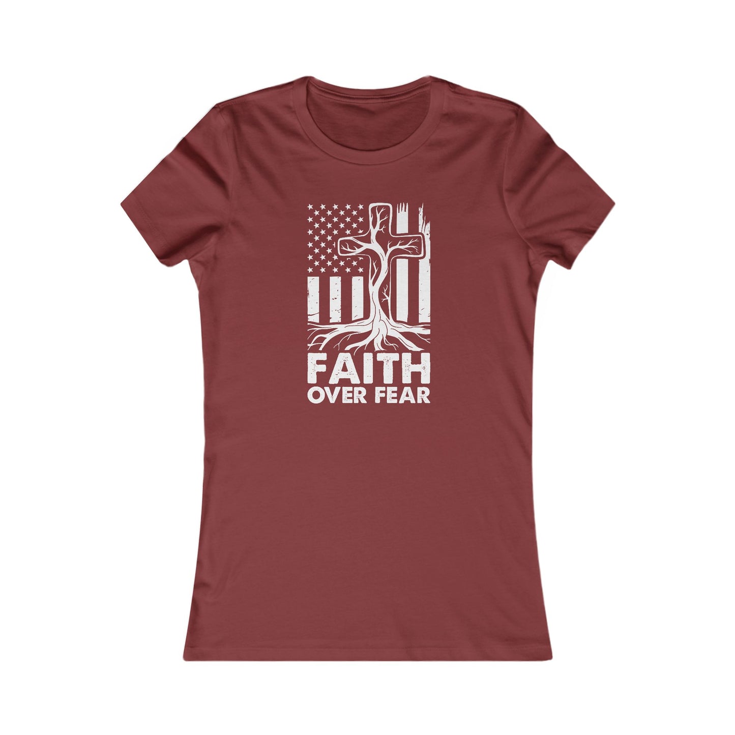 Women's Tee - Faith over Fear Tree with Roots Graphic Shirt