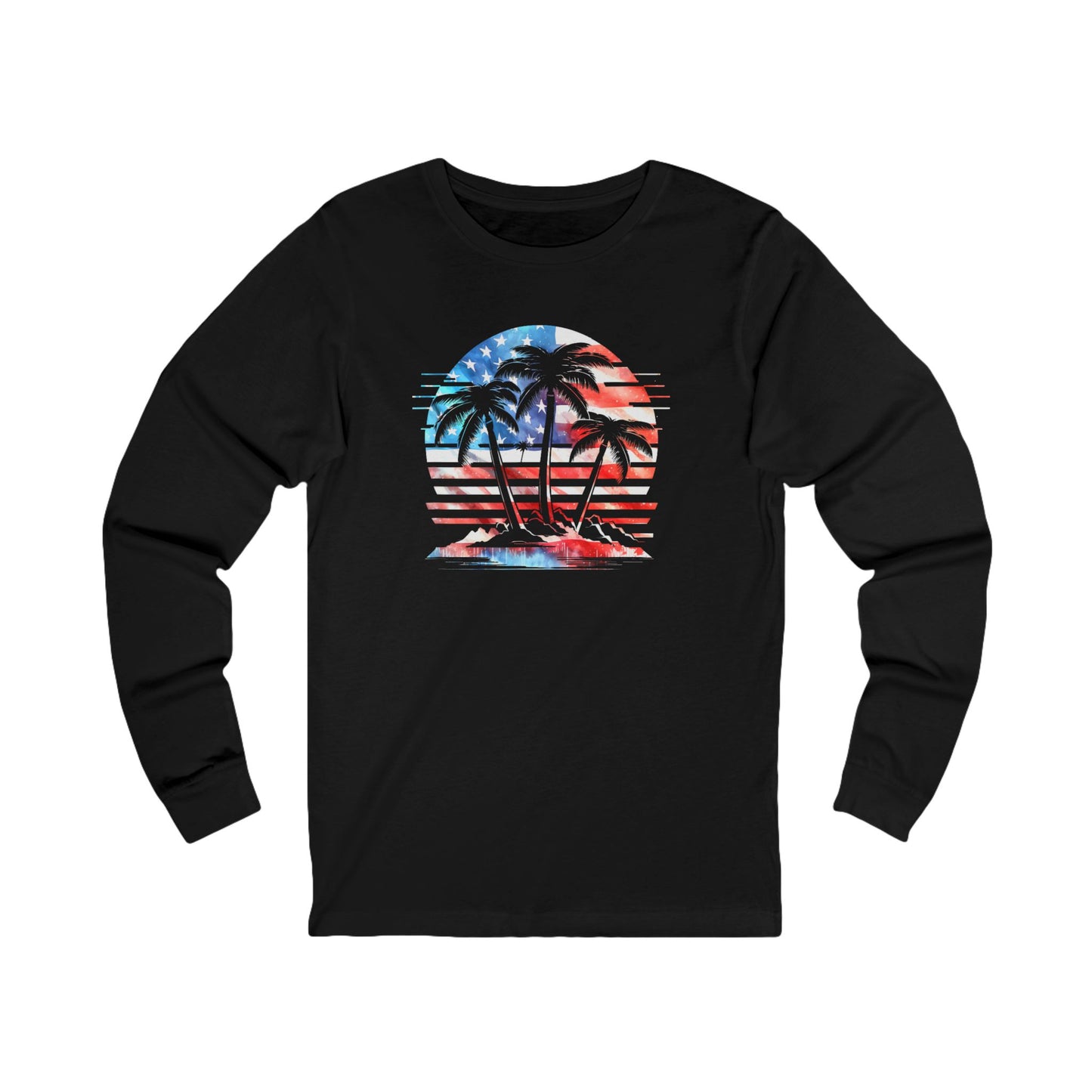 American Paradise Long Sleeve Tee — Patriotic Beach Vibe Top