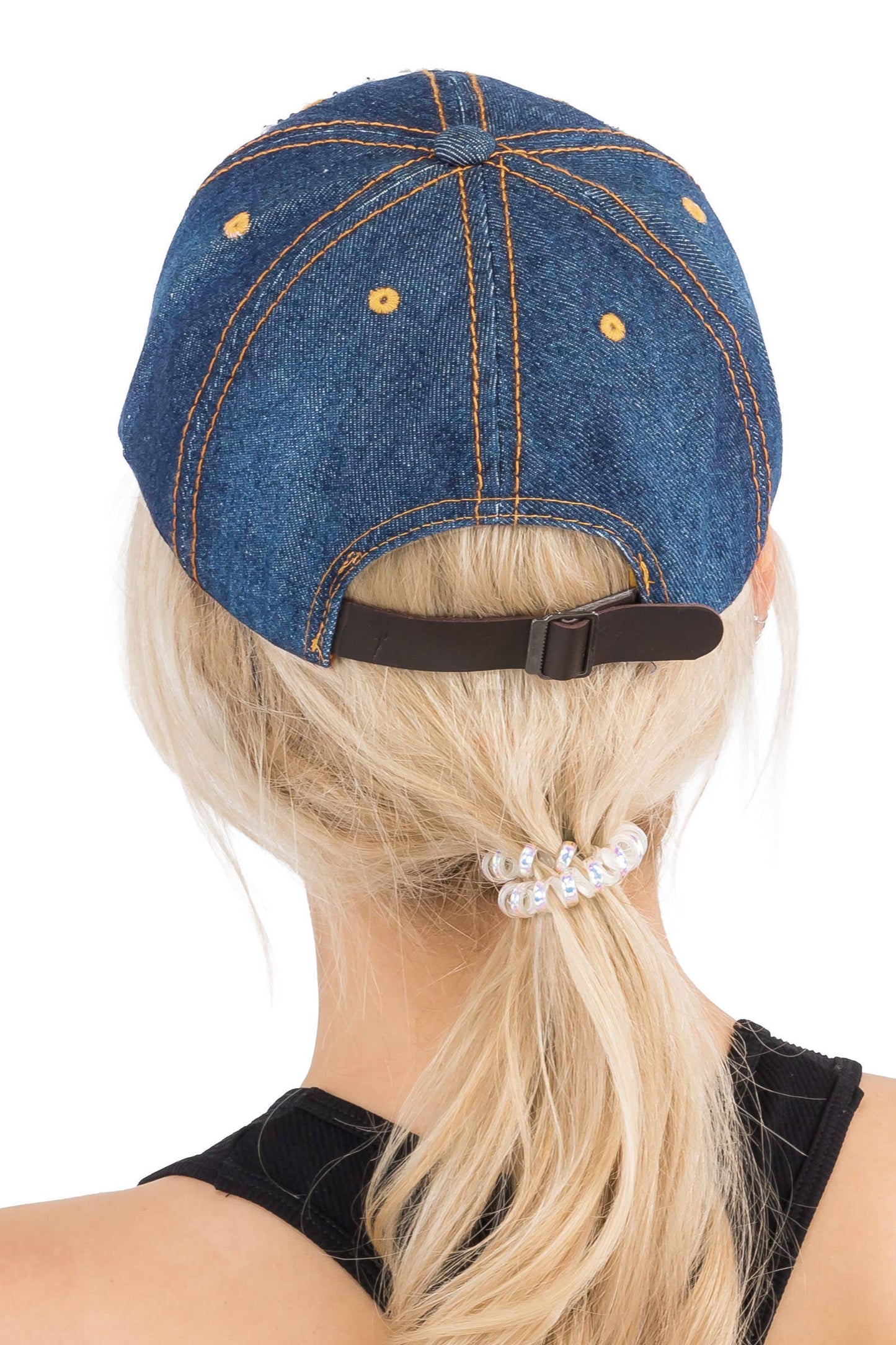 American Flag Bling Patch Denim Baseball Cap