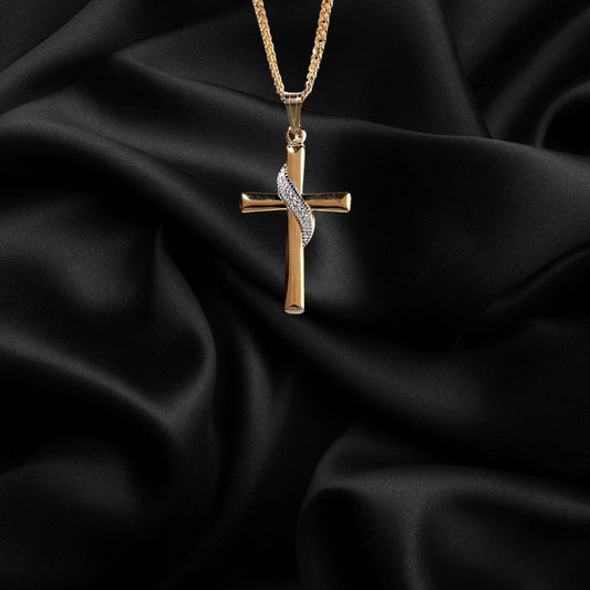 Gold Plated Cross With Sash Necklace