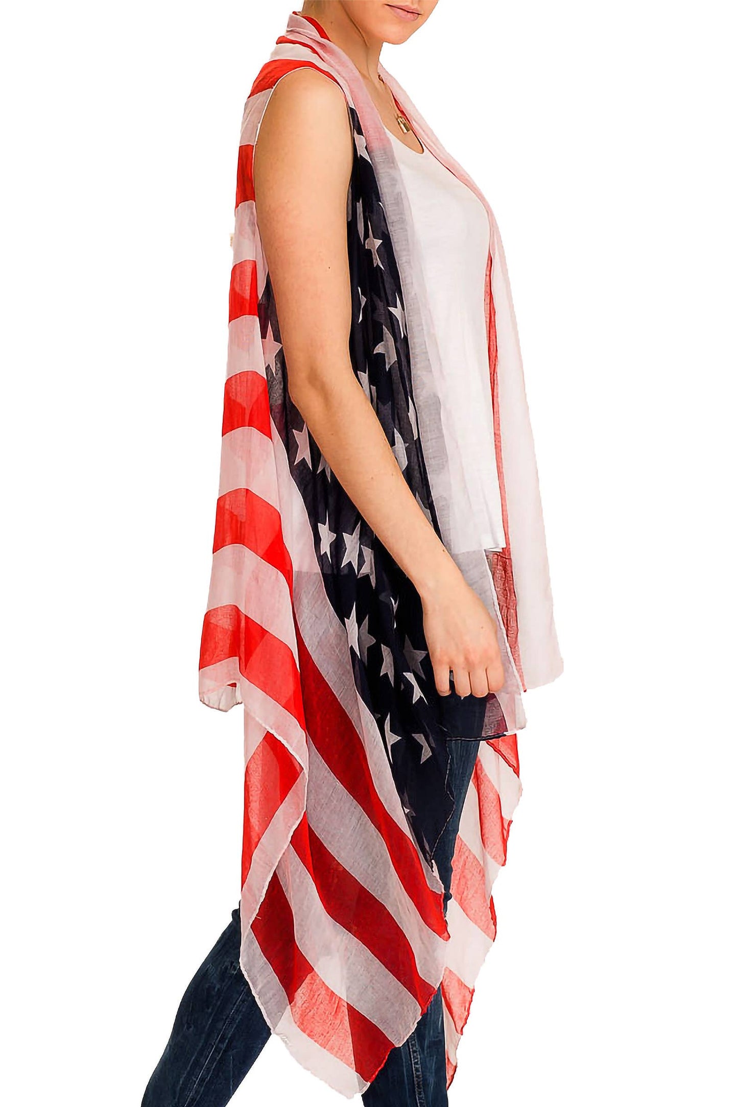 American Flag Chiffon Semi-sheer Swim Cover-up