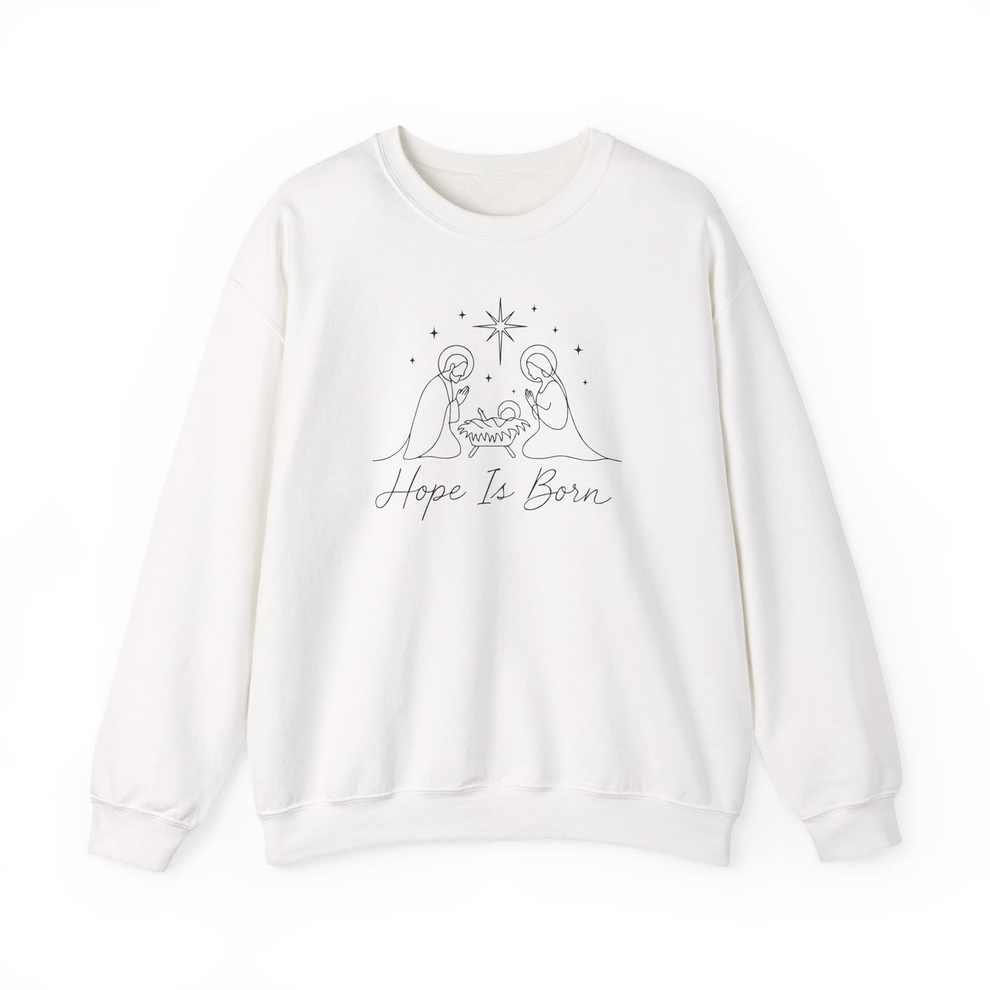 Hope Is Born Nativity Sweatshirt | Minimalist Christian Christmas Crewneck | Faith Holiday Apparel