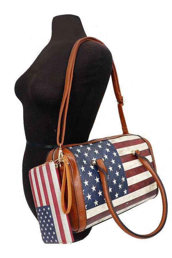 American Flag  Bag Continental Wallet Set
