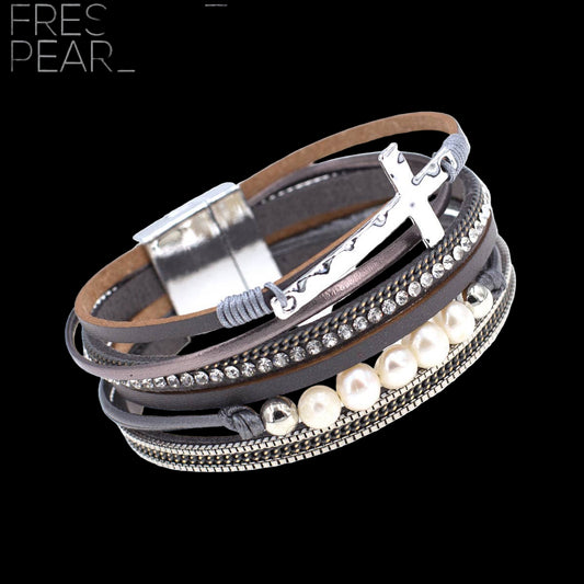 Cross FWP Leather Magnetic Clasp Bracelet