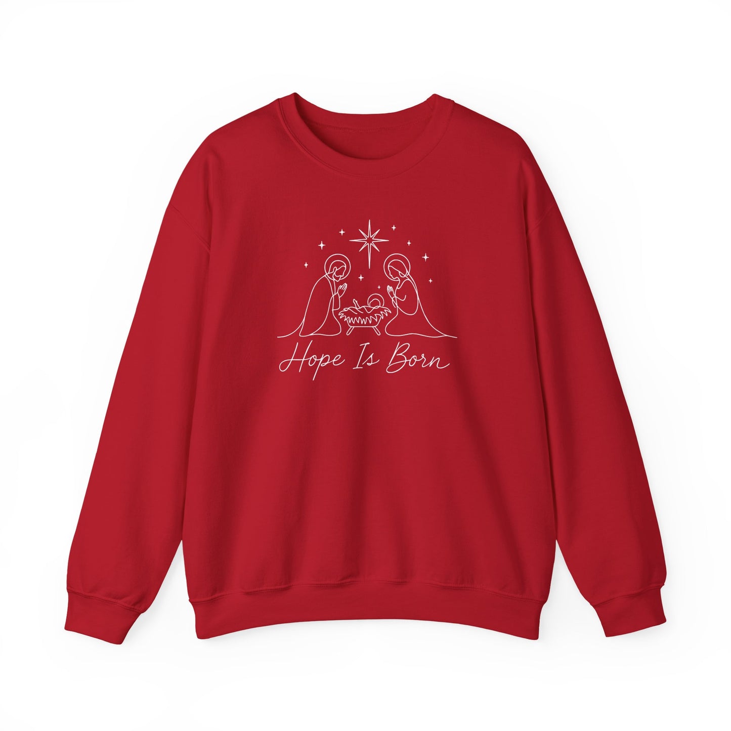 Hope Is Born Nativity Sweatshirt | Minimalist Christian Christmas Crewneck | Faith Holiday Apparel