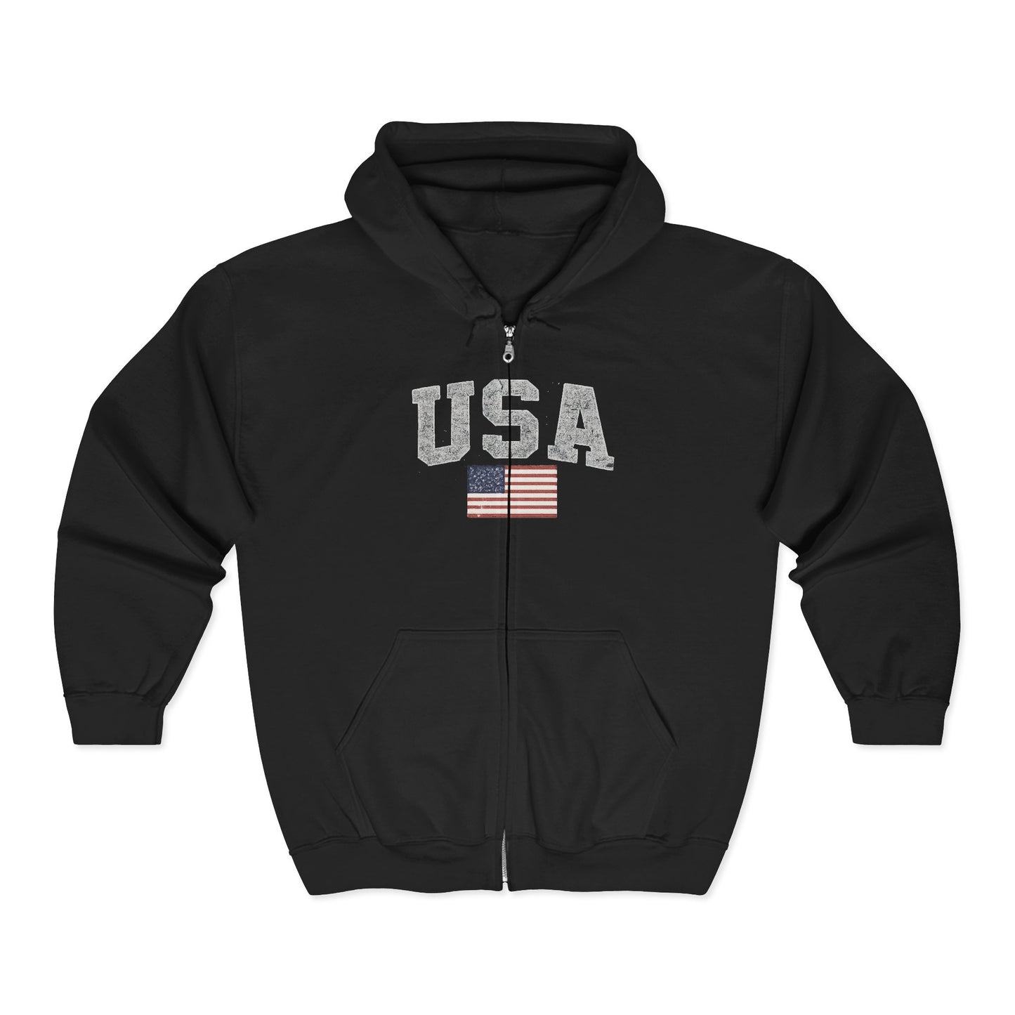 USA Flag Full-Zip Hoodie — American Flag Zip-Up Hoodie