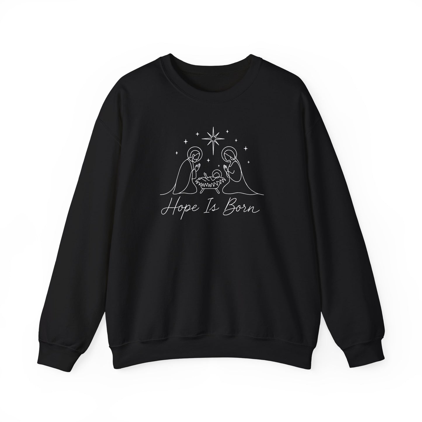 Hope Is Born Nativity Sweatshirt | Minimalist Christian Christmas Crewneck | Faith Holiday Apparel