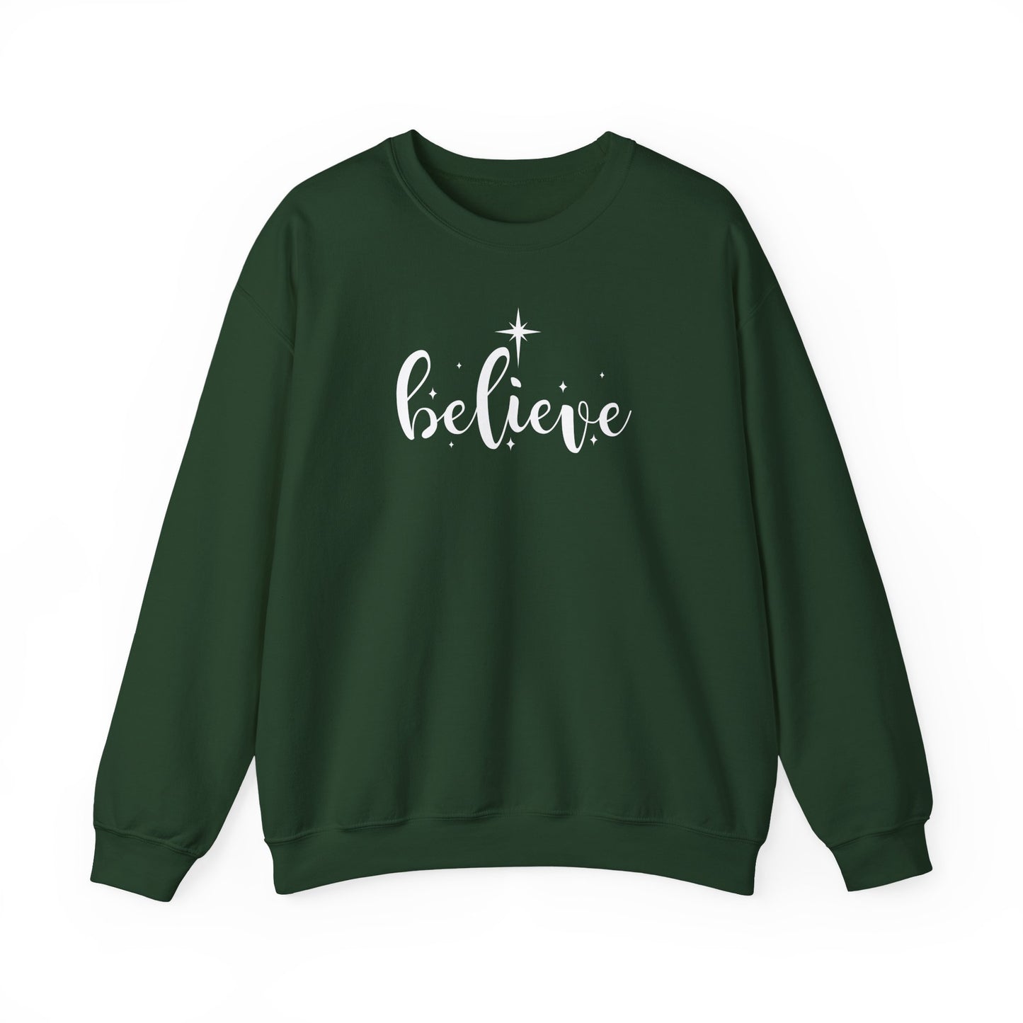 Believe Christmas Sweatshirt | Minimalist Christian Holiday Crewneck | Star of Bethlehem Design