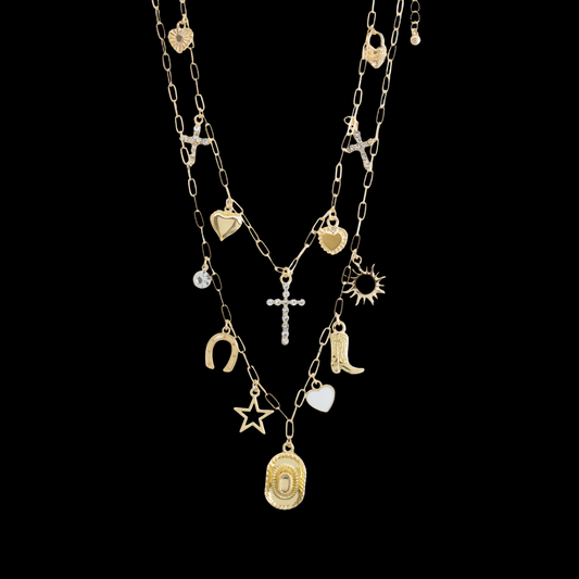 Gold Multi-Charm Layered Necklace