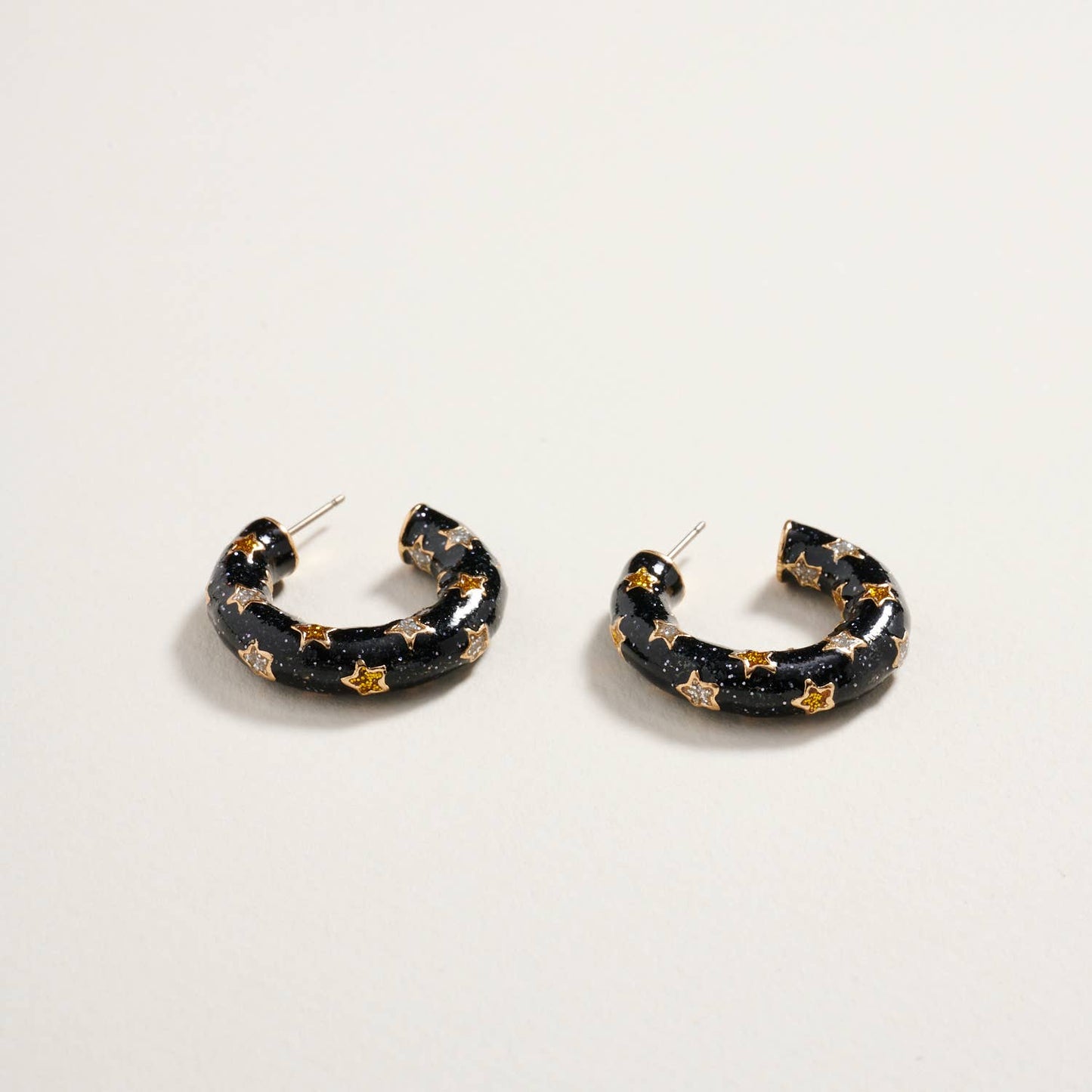 1 Inch Glitter Happy New Year Star Hoop Earrings