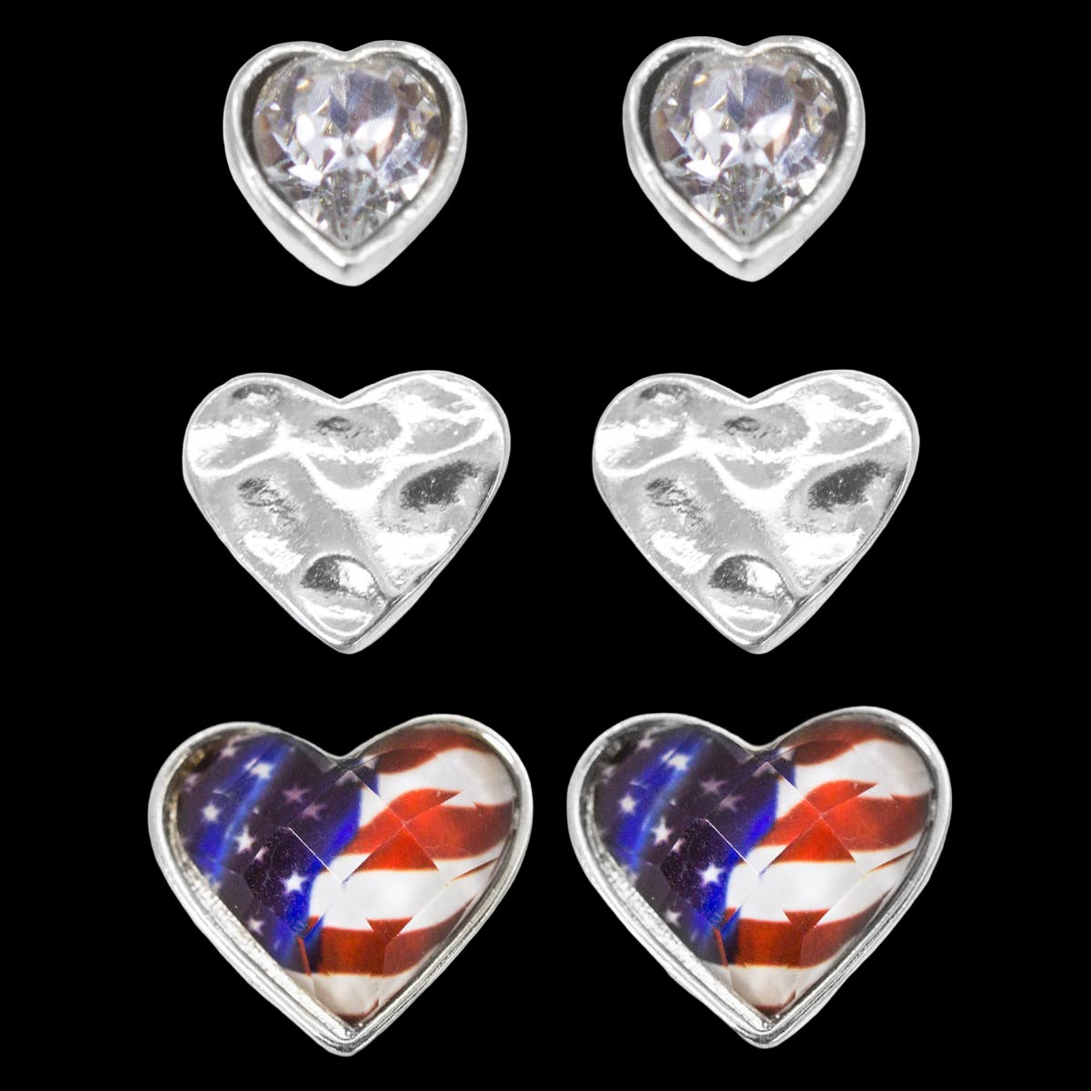 American Flag Heart Stud Earrings