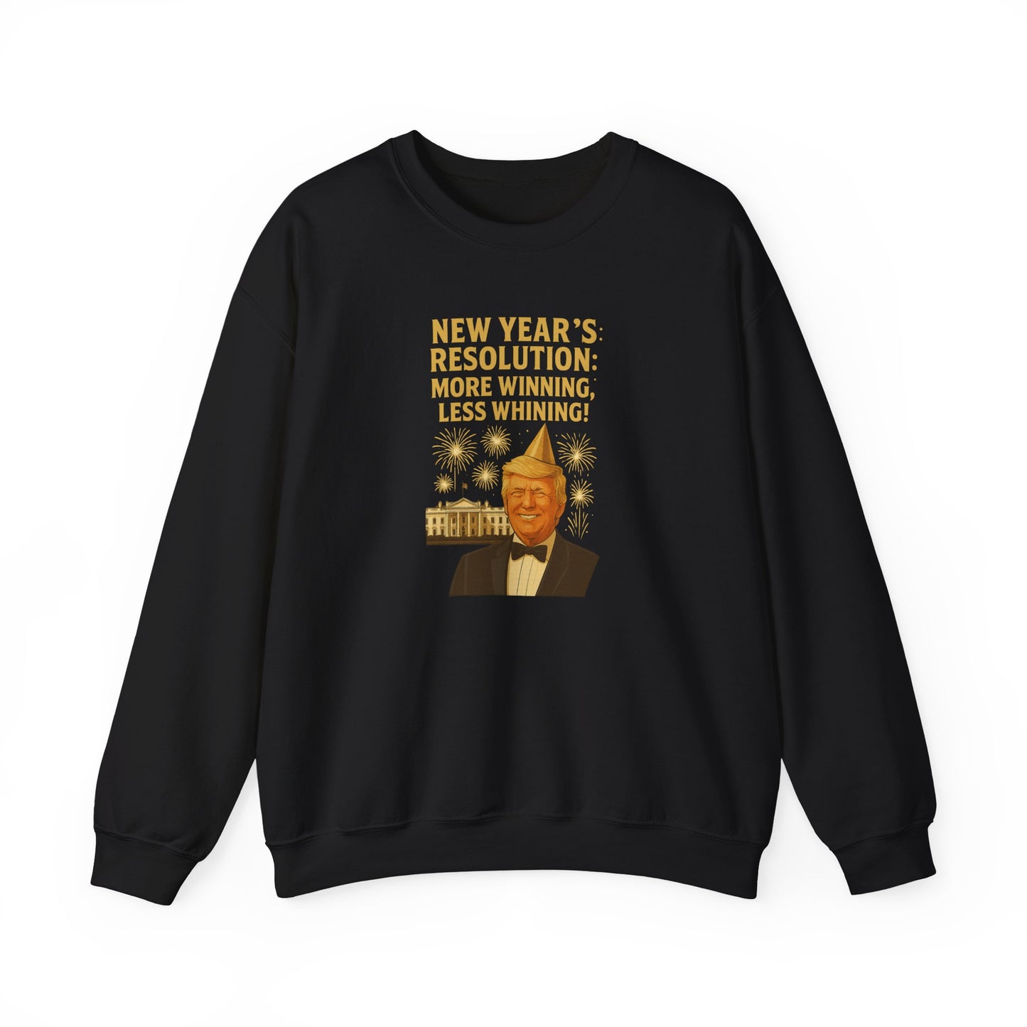 2026 New Year Sweatshirt – “More Winning, Less Whining!” • Patriotic Gold & Navy Crewneck