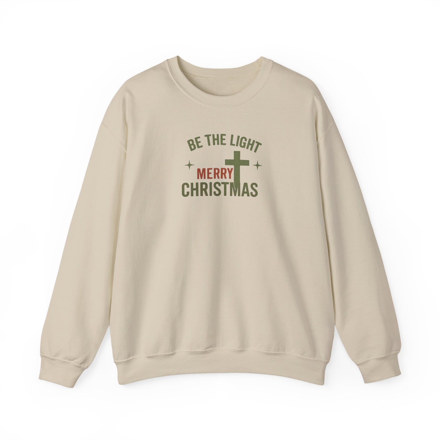 Be The Light Christmas Sweatshirt | Christian Holiday Crewneck | Cross Design | Faith Christmas Shirt