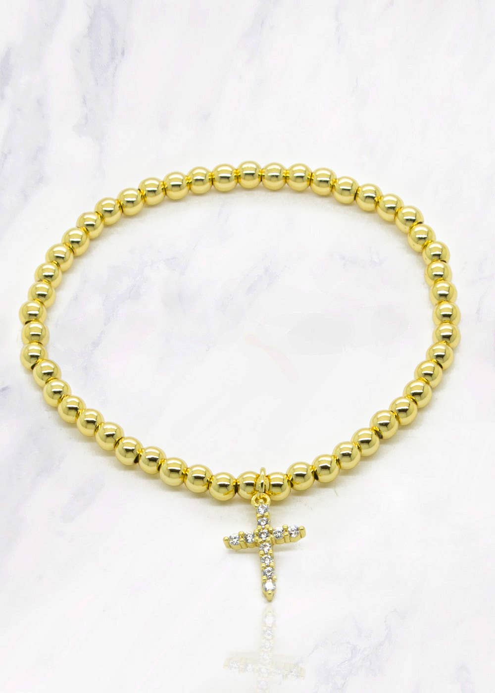 Crystal Cross Steel Beaded Bracelet