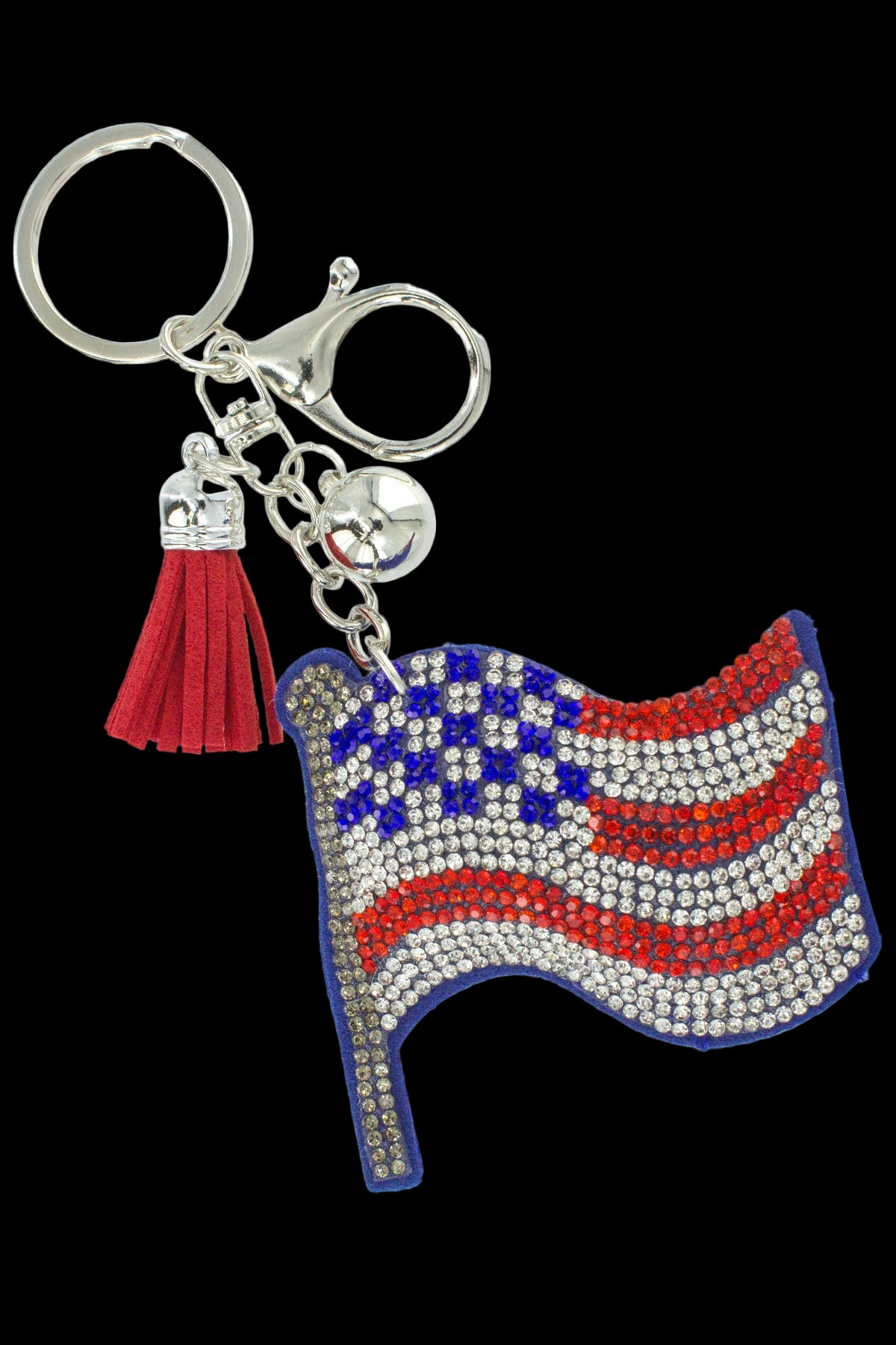 Glittering Stone American Flag Keychain