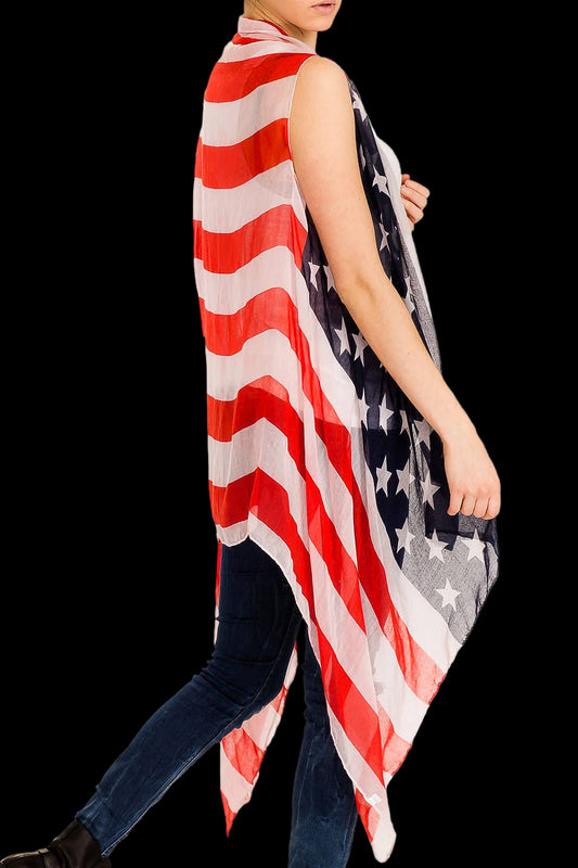 American Flag Chiffon Semi-sheer Swim Cover-up